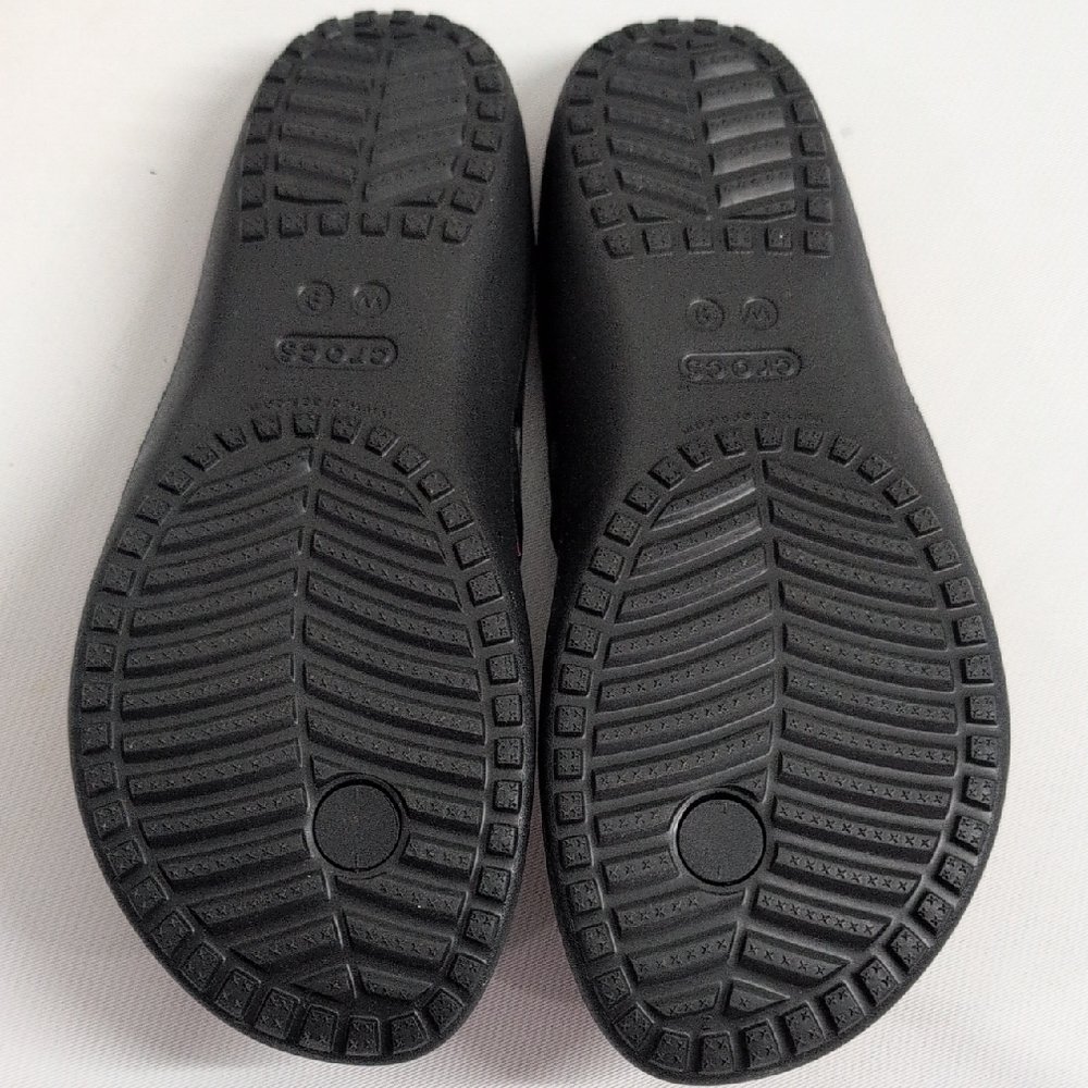 CROCS Black Sole Floral Sandals - Picture 2 of 9